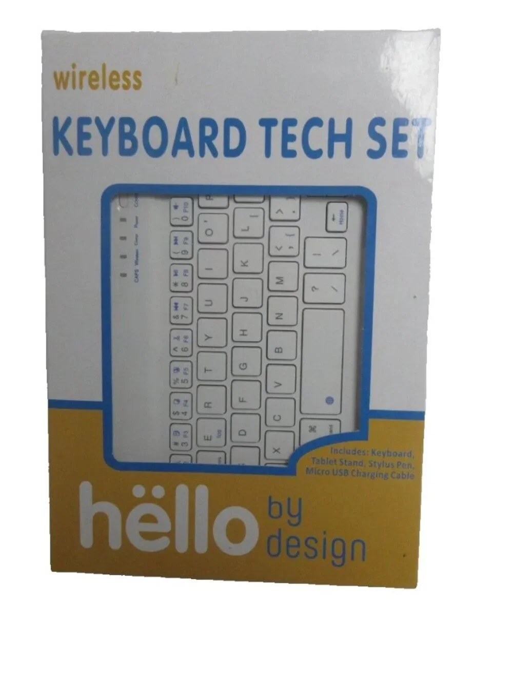 Hello By Design White Standalone Wireless Tech Set Keyboard With Tablet Stand